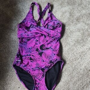 Speedo Pink and Black One Piece Swimsuit Classic Design